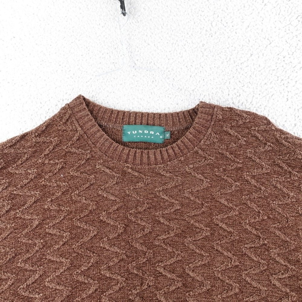 Vintage Tundra‎ Canada Sweater Mens XL Brown Textured 3D Knit Coogi Style Cosby